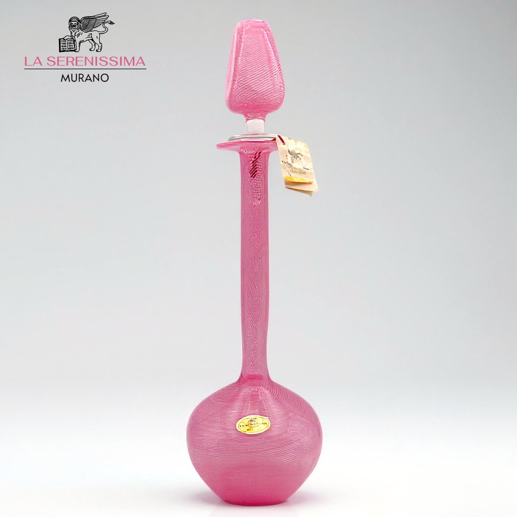 La Serenissima - Ampolla Fizzy Collo Allungato (Pezzo Unico) - Design a Coste - Lidded花瓶 - 穆拉诺原装吹制玻璃 - 意大利制造 1960年代 #1.0
