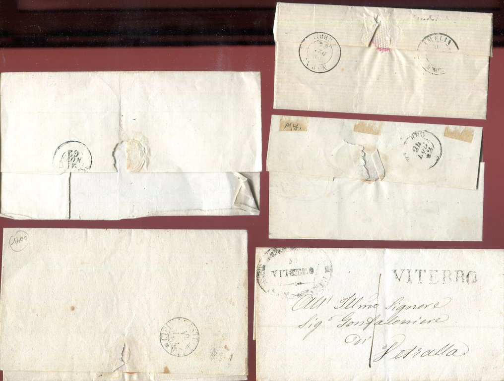 意大利古國－教宗國 1852 - 一组5份已邮资的文件，第一版。 - Sassone vari. #1.0
