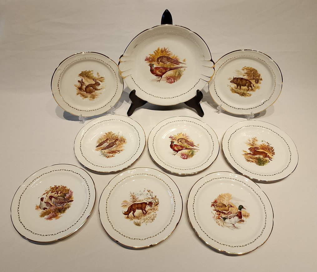Vierzon - Dinner set (9) - Vos / Eend / Zwijn / Snip / Haas / Fazant / Patrijs - Porcelain - Yacht services #4.3