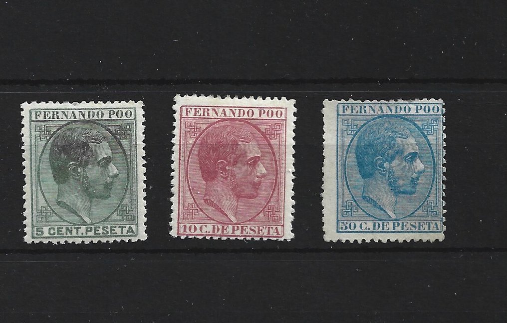 Fernando Poo 1879 - Complete series Alfonso XII - Edifil 2/4 #1.0