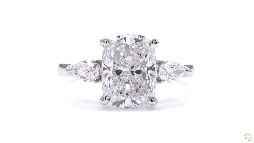 χωρίς τιμή ασφαλείας - Δαχτυλίδι Πλατίνα -  3.42ct. tw. Διαμάντι (Εργαστηριακής καλλιέργειας) - Διαμάντι - D (Αχρωμος) #1.0