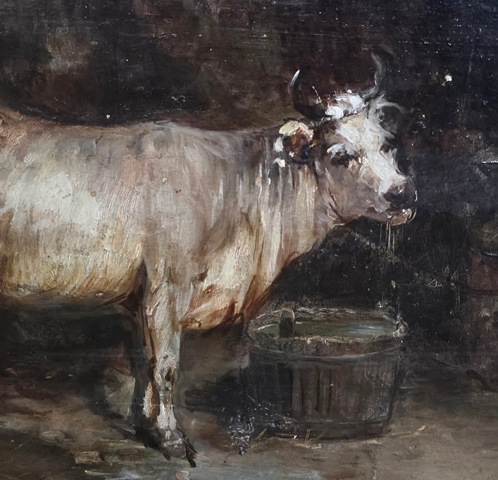 Domenico Battaglia (1842-1904) - Mucca in stalla #1.0