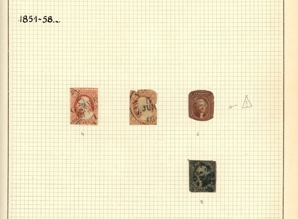 Ηνωμένες Πολιτείες 1851 - Οι Ηνωμένες Πολιτείες, μικρές μαζί όλες οι πολιτείες των κλασικών πρώτων εκπομπών, ... #1.0