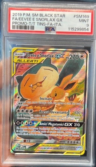 Pokémon - 1 Graded card - Eevee, Snorlax GX Alleati 169 Promo card - PSA 9 - Sun & Moon - Graded card + signature on slab #1.0