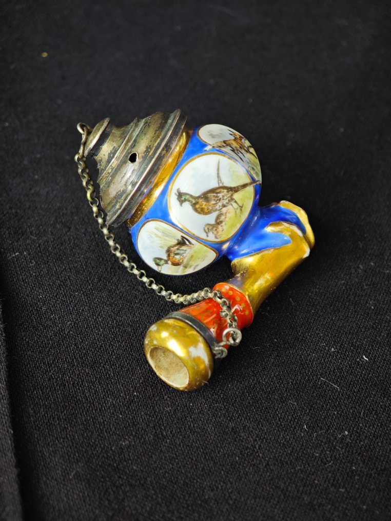 Antique Porcelain Tobacco Pipe Bowl - Pipa - Argento, Porcellana #1.0