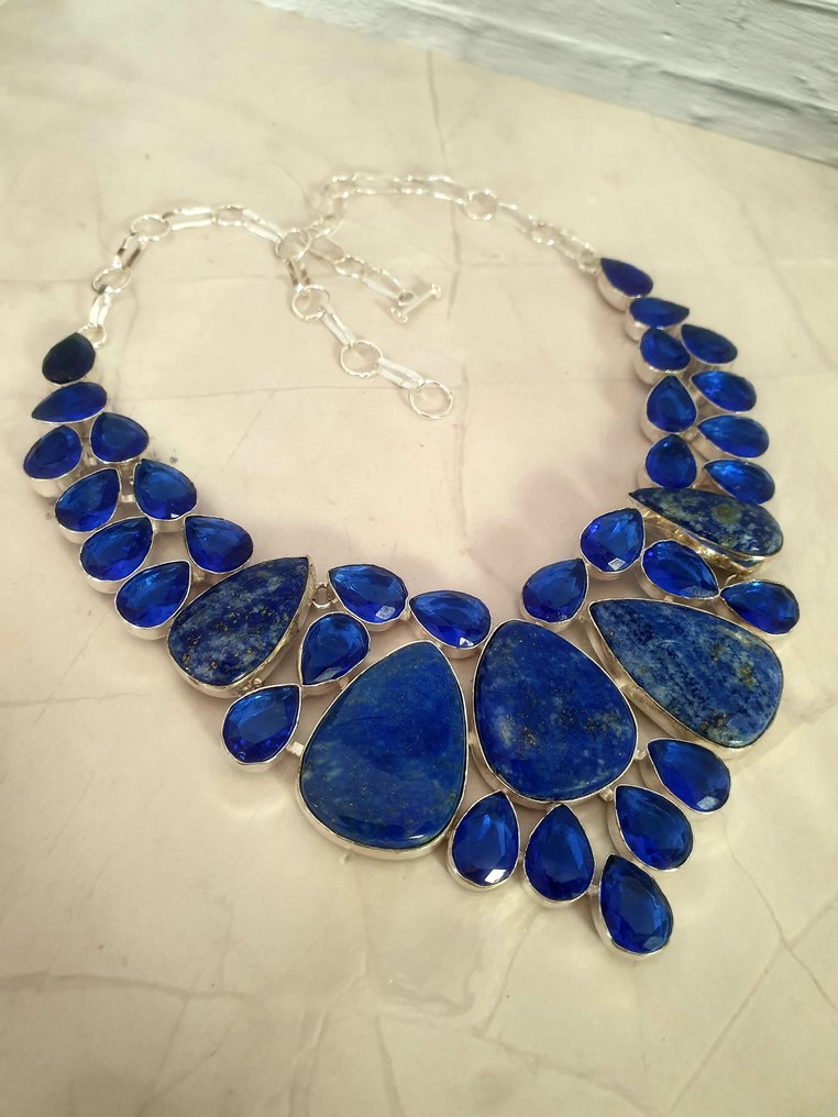 銀, 青金石，蓝宝石 - Collar 頸鏈 #1.0