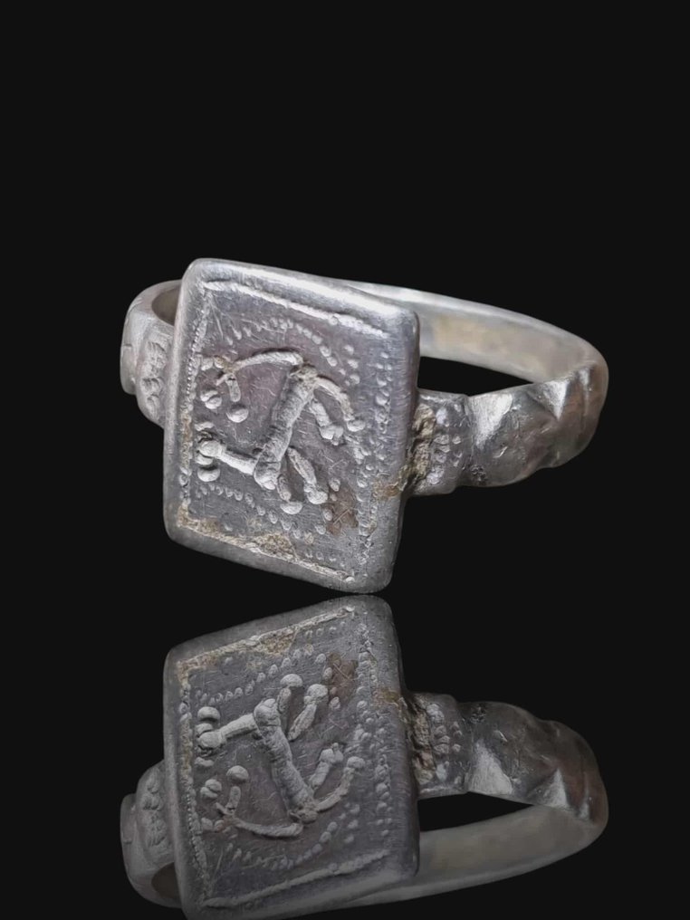 Αρχαία Ρωμαϊκή Ασημί, Πολύ σπάνια φώκια lynx Δαχτυλίδι #1.0