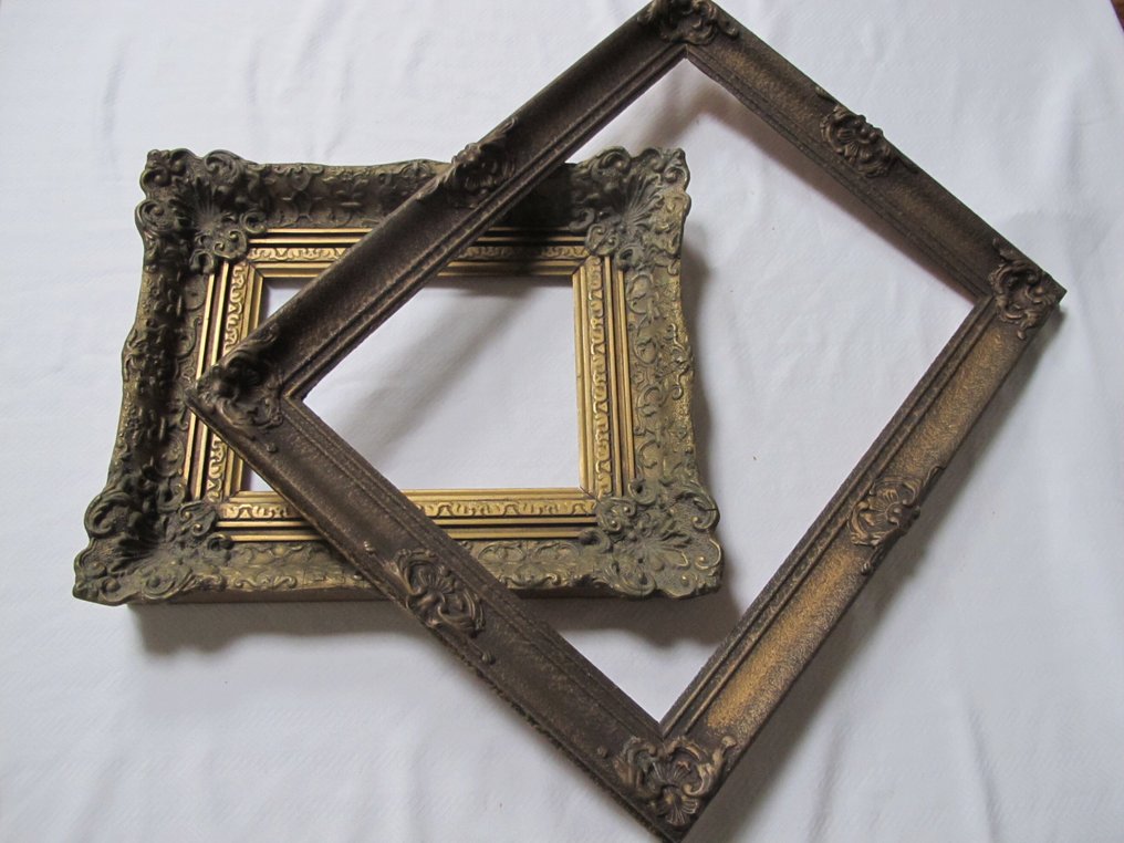 Frame (2)- Antique lists in Baroque style 1910 wood and plaster.  - Wood and plaster #1.0