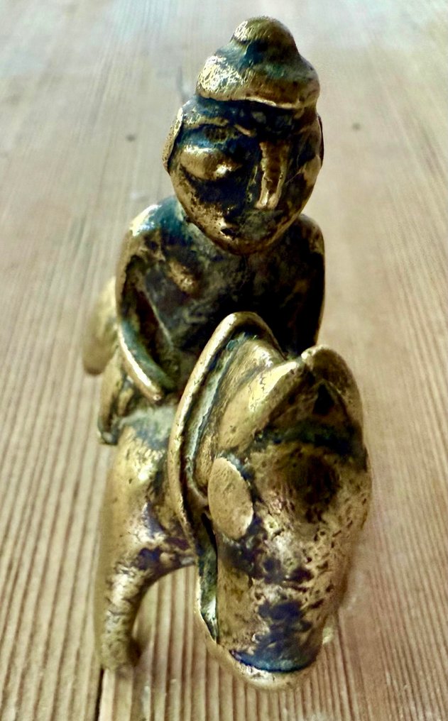 Koń i jeździec z sztuki plemiennej Khandoba? - Mosiądz - Indie - XVIII-XIX wiek #4.3