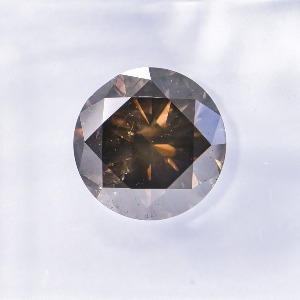 沒有保留價 - 1 pcs 鑽石  (天然彩色)  - 1.57 ct - 圓形 - Fancy dark 淡綠色, 淡褐色 黃色 - SI2 - 國際寶石學院（International Gemological Institute (IGI)） - VG #4.3