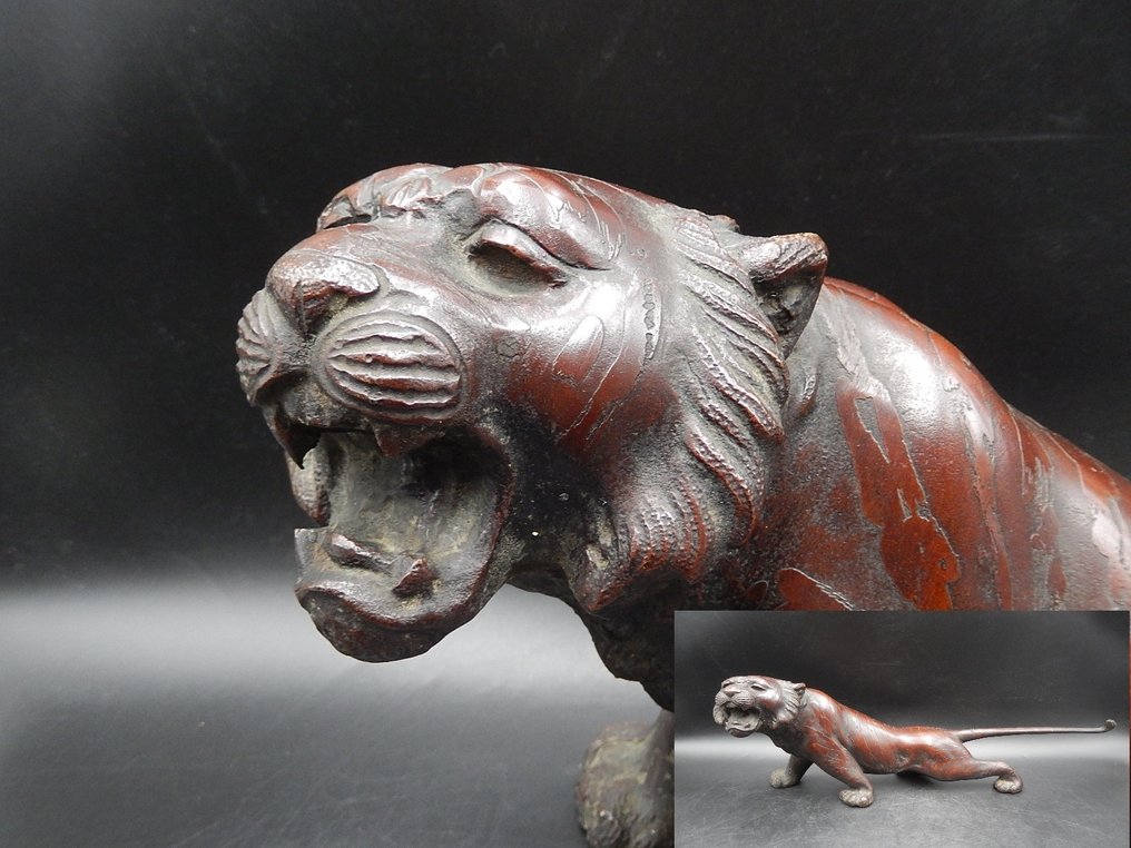 装饰饰品 - 铜制老虎雕像 - 日本 #1.0