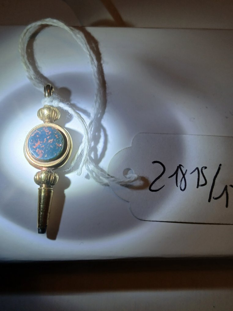 Autre - pendentif clé en or avec pierre de sang #3.2