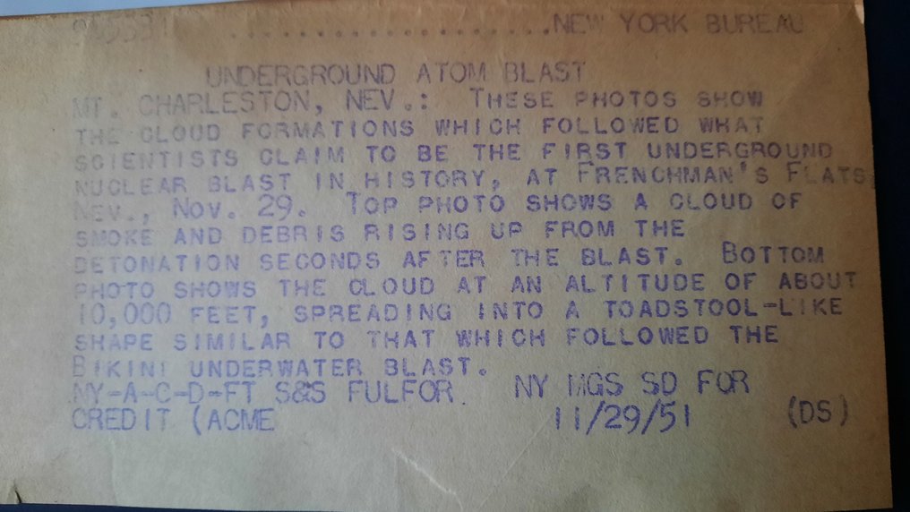 ACME - 3 Photographies Teste Nucleaires Charlestone,Las Vegas,Nevada 1951 #4.3
