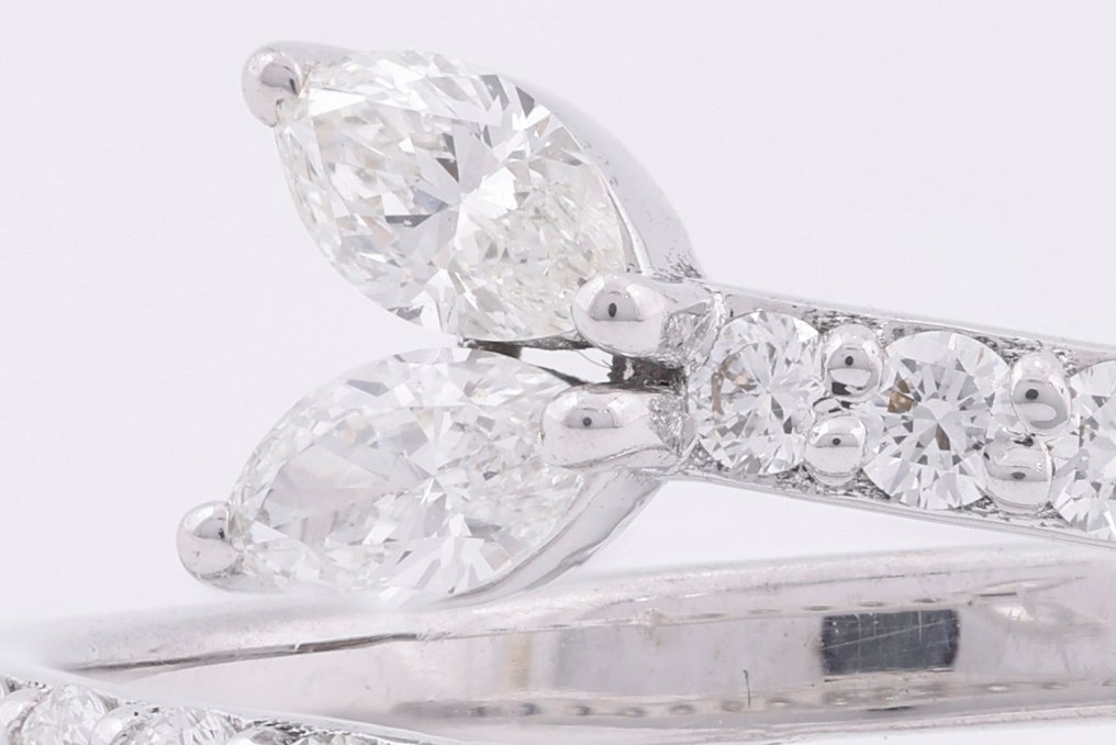 戒指 - 18K包金 黄金, 镀铑 -  1.29ct. tw. 钻石 (天然) #2.1