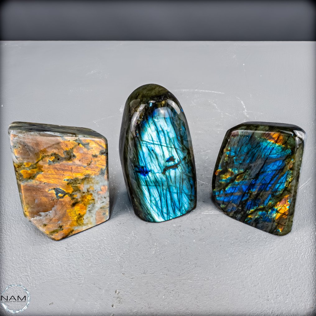 Labradorite – Set di forma libera splendente con intenso bagliore blu, verde e dorato Labradorite naturale- 1740.16 g - (3) #4.3