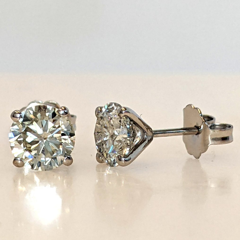 没有保留价 - 耳环 - 14K包金 白金 -  1.94ct. tw. 钻石 (天然) - GWLab #4.3