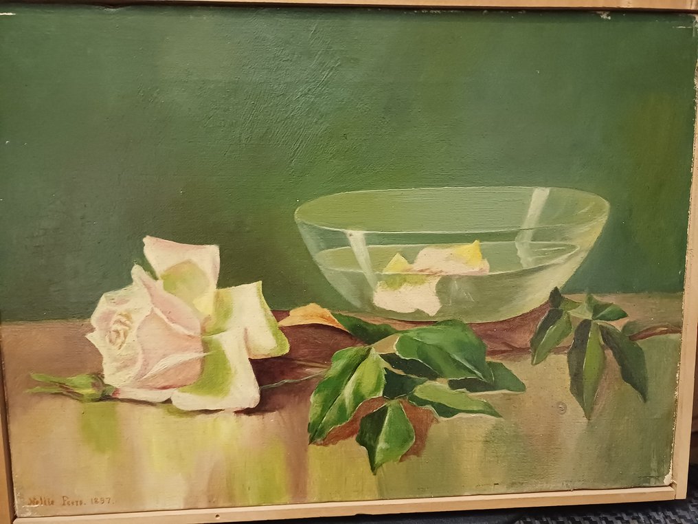 Nellie Peers (XIX) - Natura morta con rose (datata 1897) #3.2