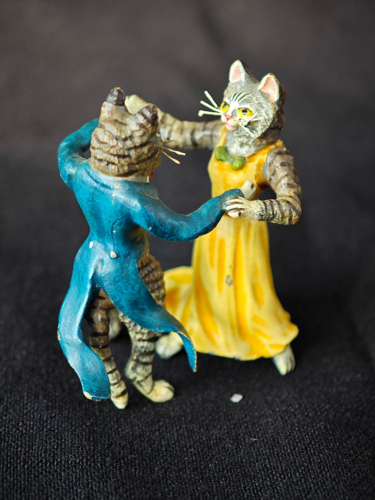 Fritz Bermann - Statuetta - Dancing Cats at the Ball - Bronzo verniciato a freddo #2.1