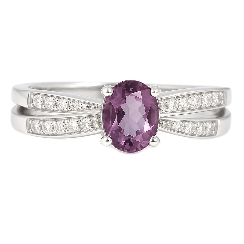 Δαχτυλίδι - 18 καράτια Λευκός χρυσός - 0.64ct. tw. Ρουμπίνι - Διαμάντι #1.0