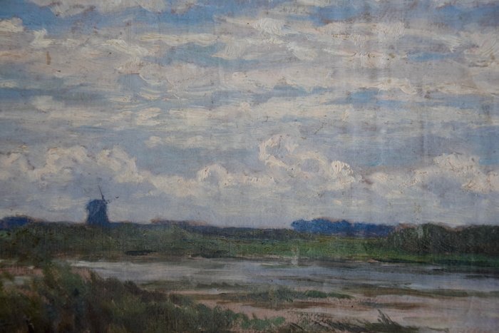 A. van Everdingen (1832-1912) - Polderlandschaft mit Mühlen - NO RESERVE #3.2