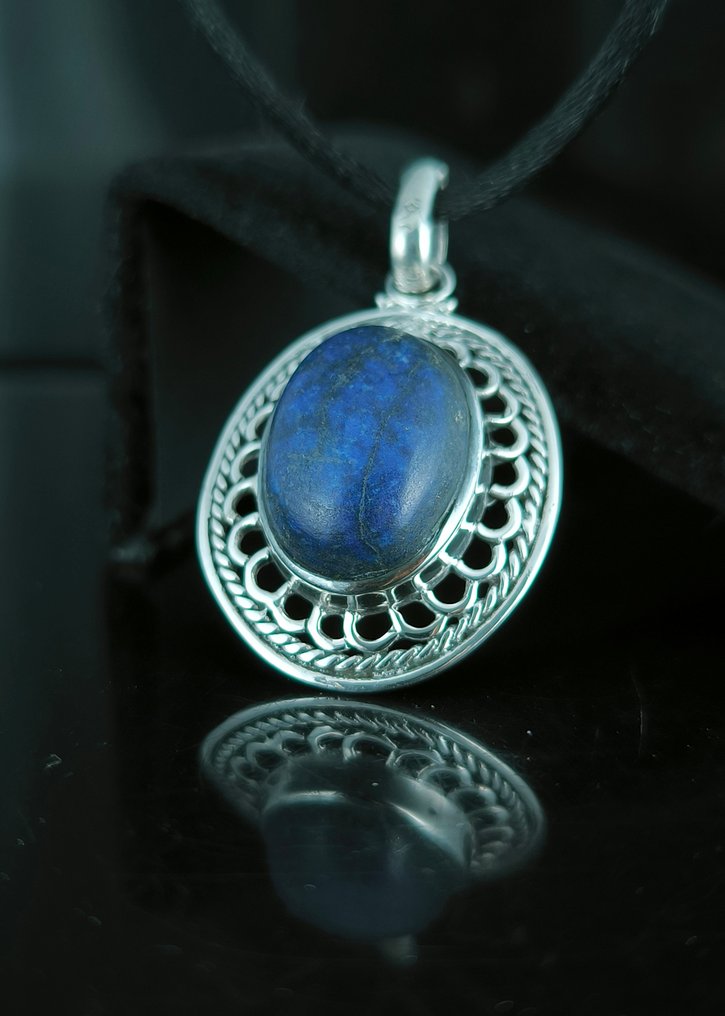 Lápis-lazúli - Prata - Pingente - prata de lei #1.0