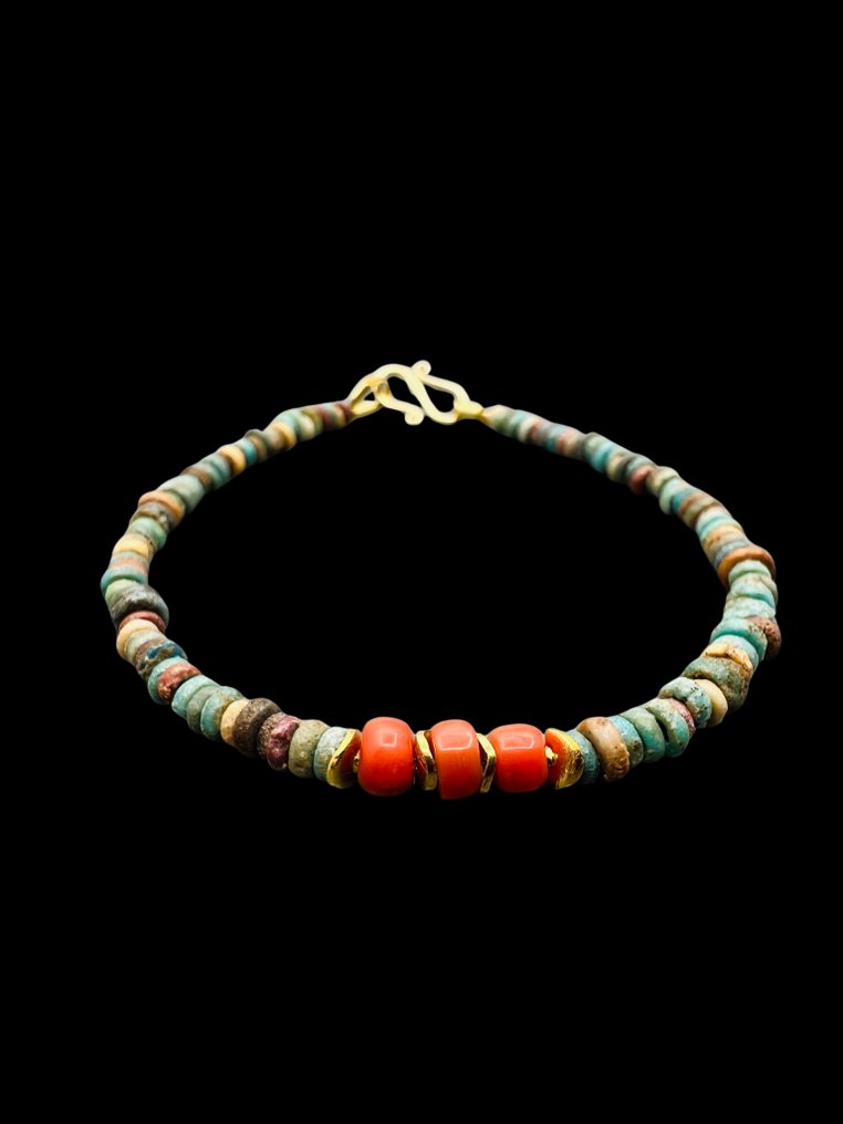 Βραχιόλι με αρχαία αιγυπτιακά χάντρες από μούμιες και παλαιό κοράλλι (Ελβετική συλλογή πριν από το - Αίγυπτος  (χωρίς τιμή ασφαλείας) #1.0