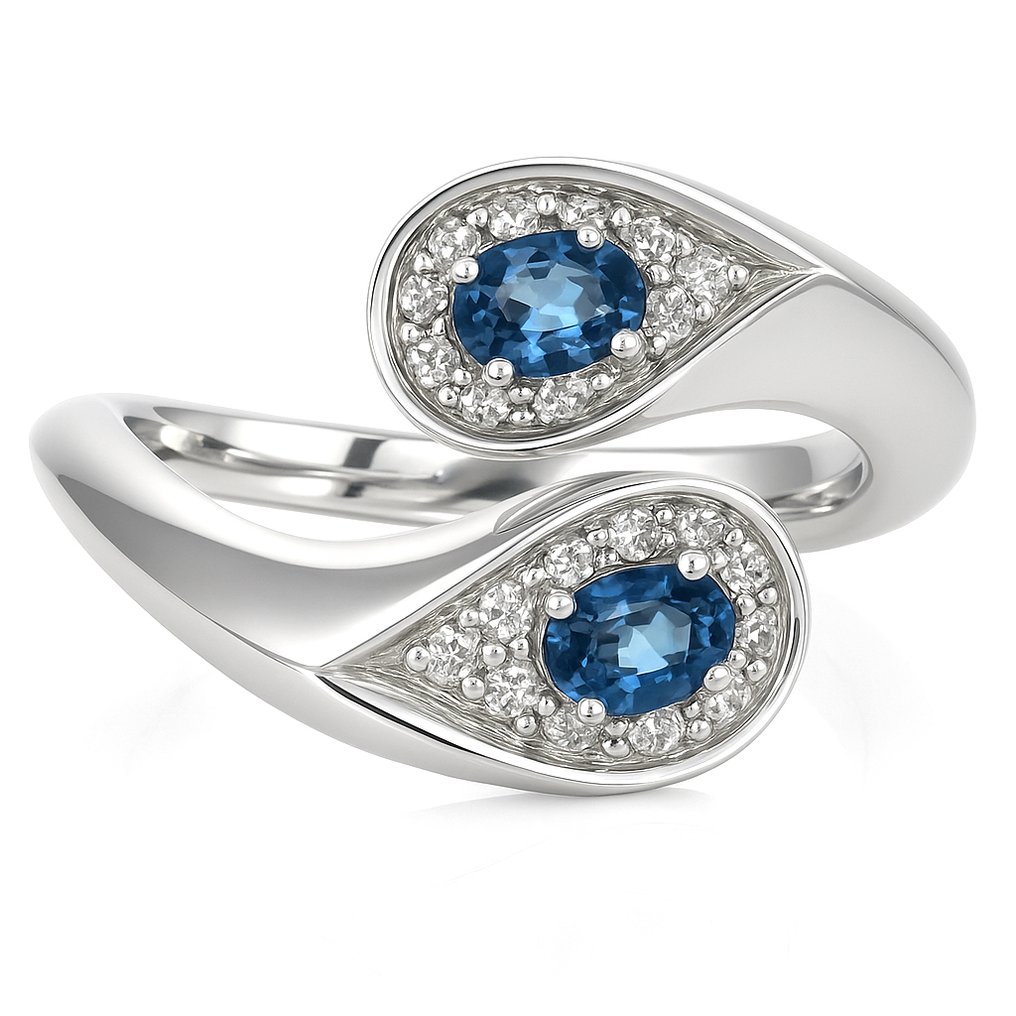 Δαχτυλίδι - 18 καράτια Λευκός χρυσός - 0.45ct. tw. Ζαφείρι - Διαμάντι #2.1