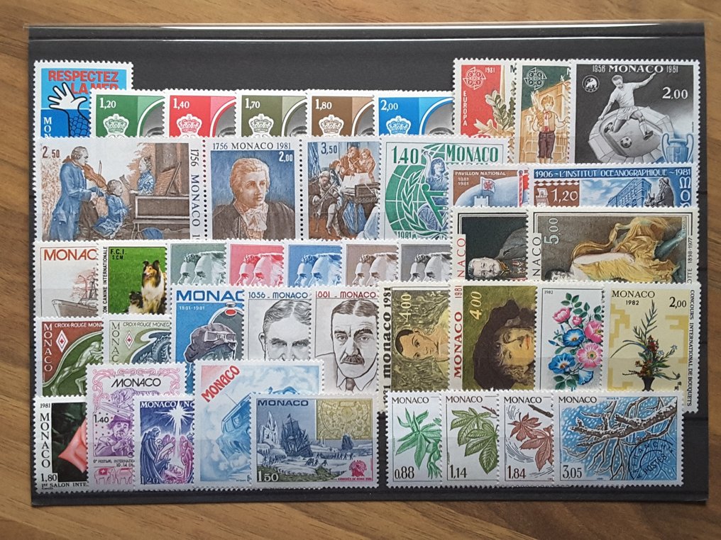 Monaco 1981/1985 - 5 full years with airmail, sheetlet blocks, pre-stamped items, and tax stamps. - Yvert 1264 à 1509 sans non émis, PA 100 à 104, BF 19, 22, 25, 28, 30, préo 70 à 89, taxe 71 à 82 #1.0