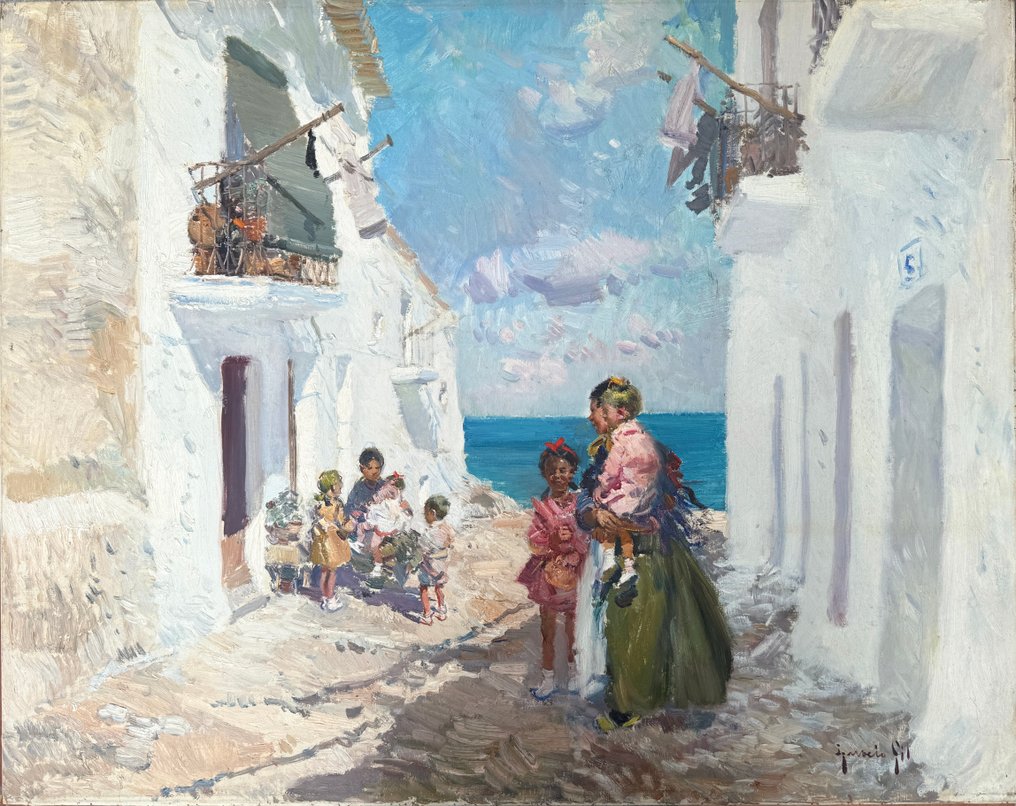Ignacio Gil Sala (1913–2003) - Calle de Ibiza con niños #1.0