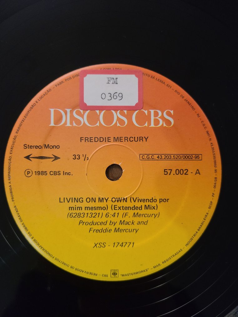 Freddie Mercury - Living On My Own (Extended Mix) (Single Mix) - LP - 1st Pressing, Σπάνιο!!!, Promo pressing - 1995 #3.2