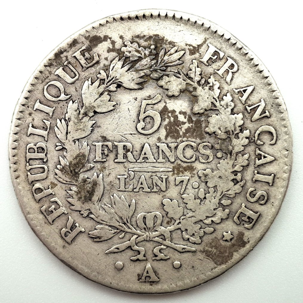 Francia. Directoire (1795-1799). 5 Francs An 7-A Union et Force (Senza Prezzo di Riserva) #1.0