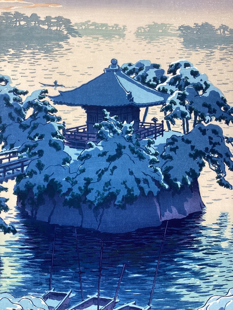 "Yuki no Matsushima" 雪の松島 ("Snow at Matsushima"), published by Unsodo - Kasamatsu Shiro (1898-1991) - 日本 #2.1
