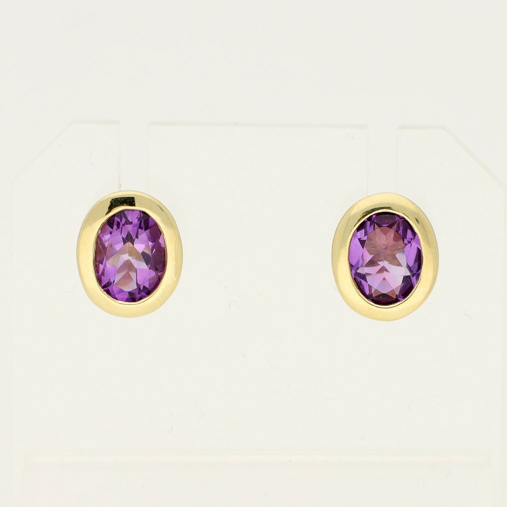 耳环 - 14K包金 黄金 紫水晶 #1.0