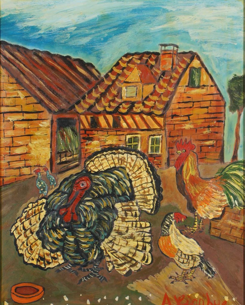 Antonio Ligabue (1899-1965), Da - Cortile di cascina #1.0