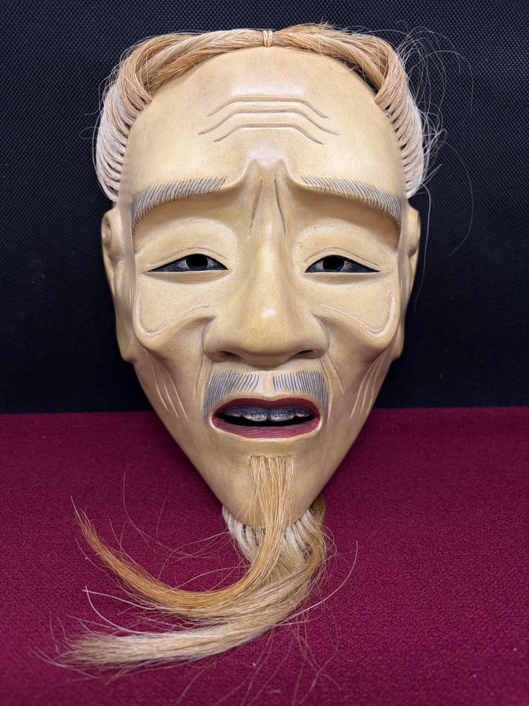 日本能乐面具 - 木, 高品质木雕能乐面具 - 小牛尉 - 艺术家：Okako丘子 #1.0