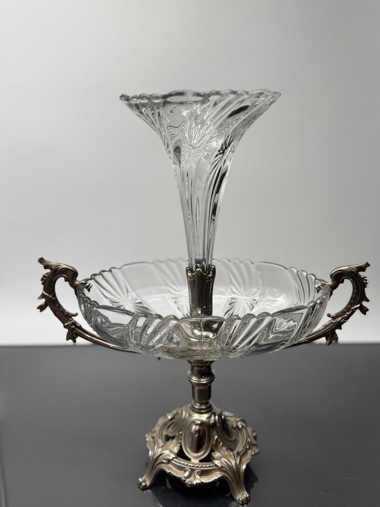 Val Saint Lambert - Charles Graffart & René Delvenne - 餐桌中央装饰 - 竹制书架与星星 - 水晶, 金属 - 稀有的VSL架子 #1.0