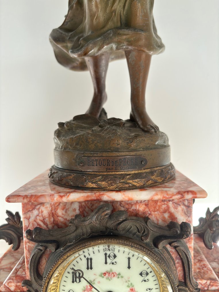 Table clock - E. Moisant e Victor Rousseau - Marble - 1910-1920 #4.3