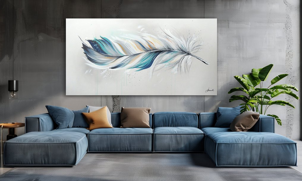 Monika Spiewak - Feather - XXL - Oil Painting Stretched On The Frame - Ready To Hang - 1/1 Unique Piece #1.0