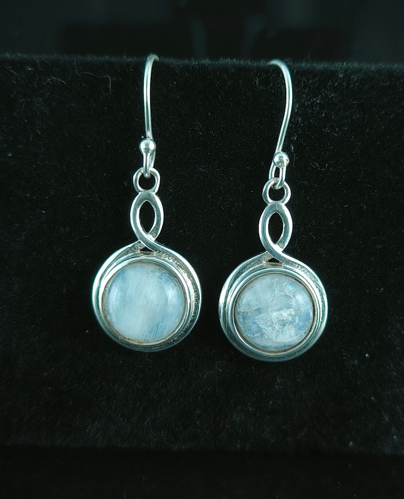 Argent - Boucles d'oreilles - Pierre de lune en argent sterling #1.0
