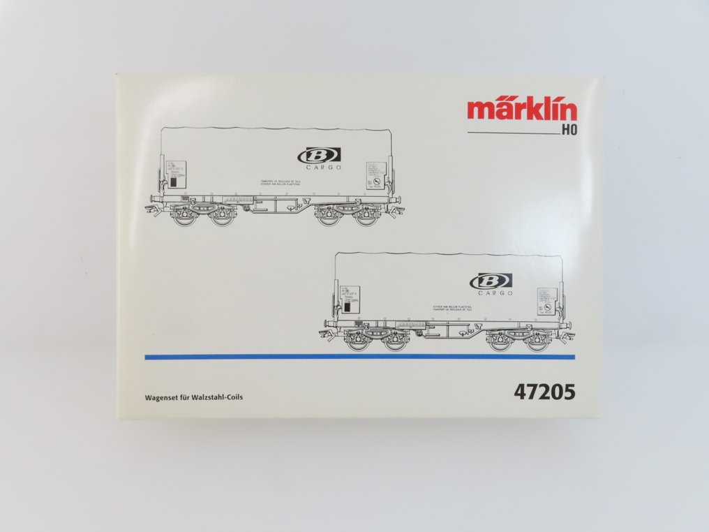 Märklin H0轨 - 47205 - 模型火车货车组 (1) - 两部分货车组,配备四轴封闭式货车,用于运输钢铁 - NMBS #2.1