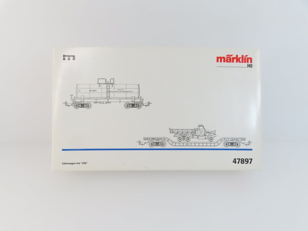 Märklin H0 - 47897 - Σετ τρένου μοντελισμού μεταφοράς εμπορευμάτων (1) - Σετ 2 τεμαχίων φορτηγών οχημάτων με τετράξονη δεξαμενή και φορτηγό με φορτίο (φορτηγό) - SCD #2.1