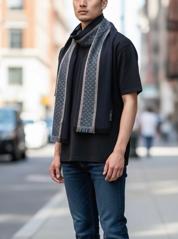 Gucci - sciarpa Unisex GG Monogram Collection 100% Silk & Wool - Sciarpa #1.0