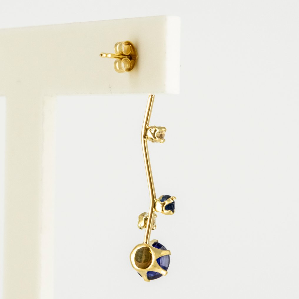 Σκουλαρίκια - 18 καράτια Κίτρινο χρυσό - 5.20ct. tw. Ζαφείρι - Διαμάντι #3.2