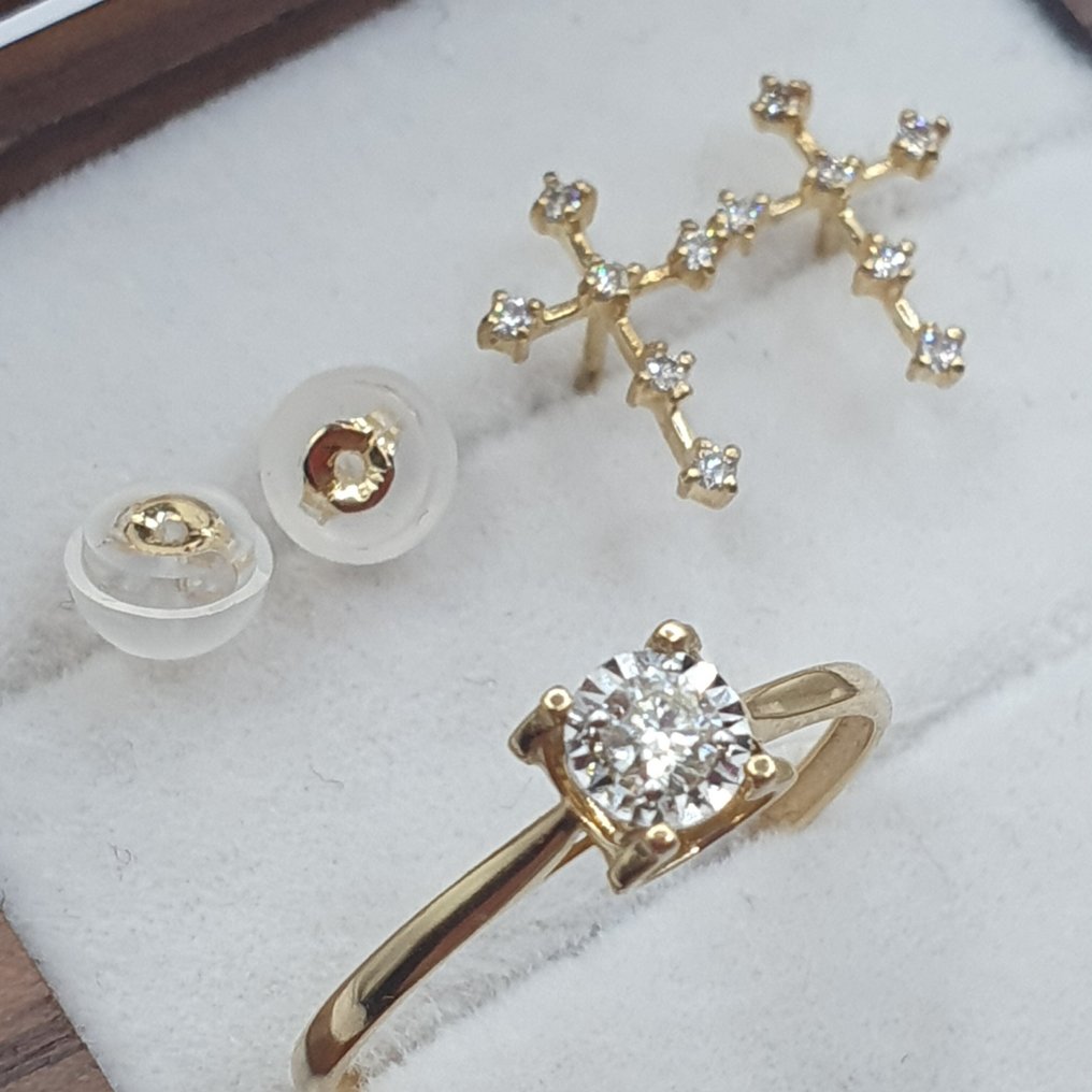 沒有保留價 - 兩件珠寶套裝 - 18 克拉 黃金 - 0.20ct. tw. 鉆石 (天然) #1.0