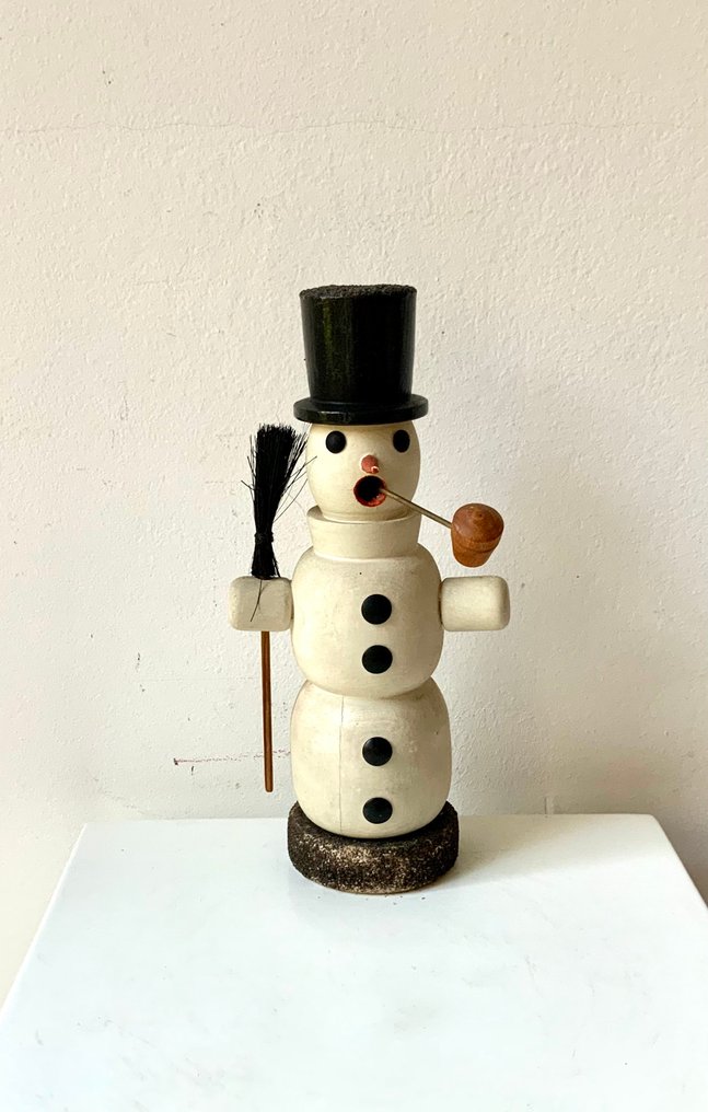 Ornament figurină de Crăciun Dregeno - om de zăpadă - Lemn - DDR 1981 #1.0