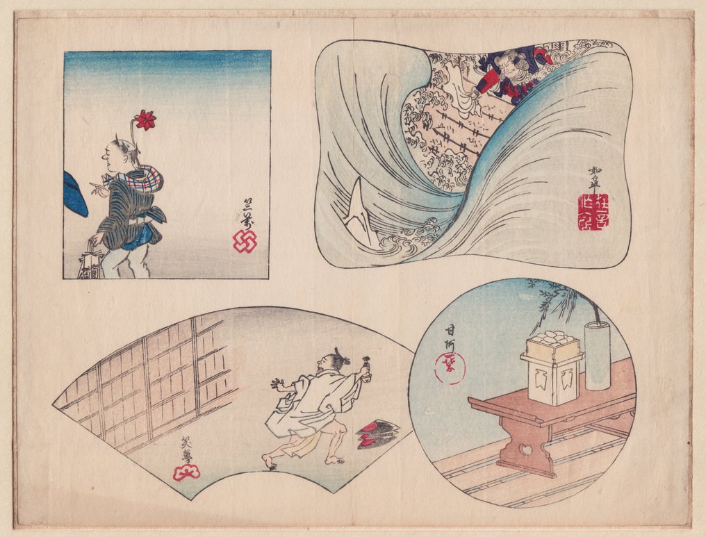 "Surimono Sheet from Hazukishu" - 1867 - Shunseikyo Baigai (act. 1860s) - Japan -  Sene Edo-periode #1.0