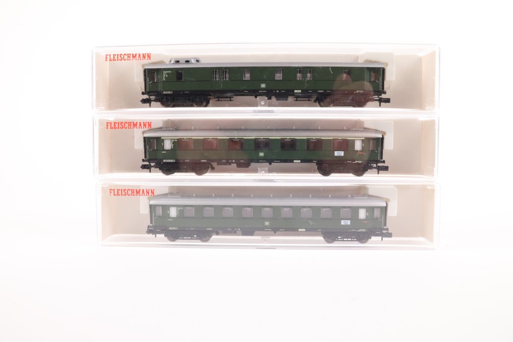 Fleischmann N - 8630/8631/8632 - Carrozza passeggeri di modellini di treni (3) - Vagoni di treni veloci, prima classe, seconda classe e bagaglio - DB #2.1