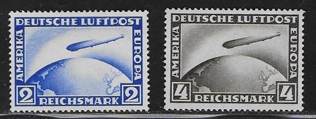 德意志帝国 1928 - Flugpost Zeppelin - Michel 423 / 424 #1.0