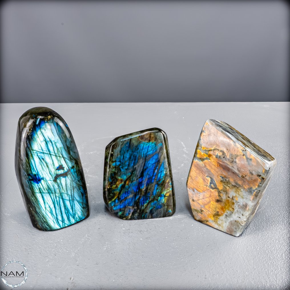 Labradorite – Set di forma libera splendente con intenso bagliore blu, verde e dorato Labradorite naturale- 1740.16 g - (3) #2.1