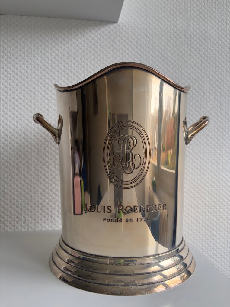 Louis Roederer - Seau à Champagne Louis Roederer de Luxe – Logo Monogramme et Base Striée – Made in India - Samppanjan jäähdytin - Metalli, Hopeoitu #1.0